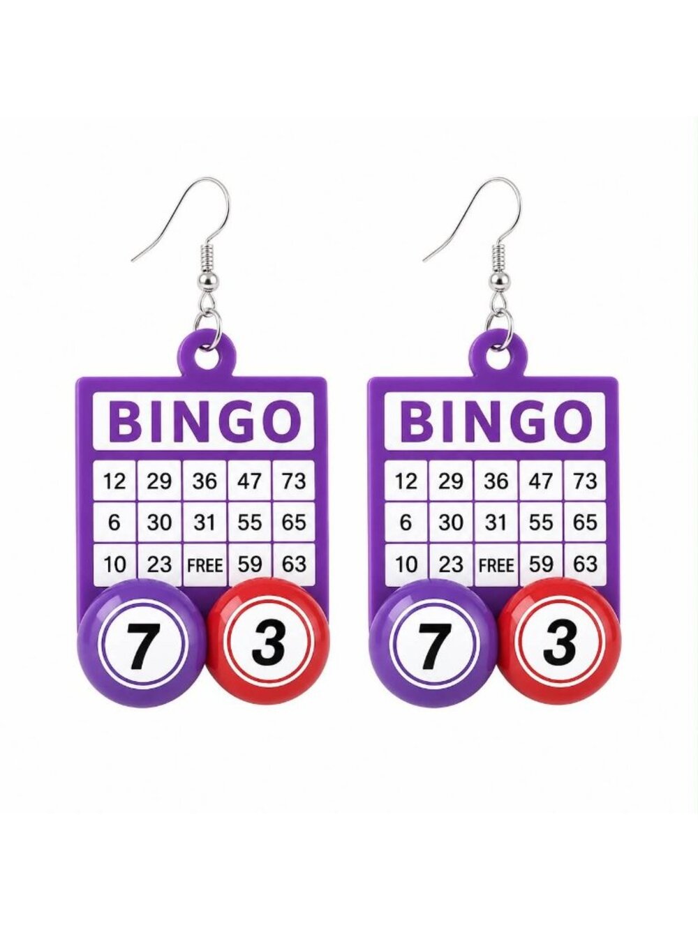 Purple Bingo Card Earrings Fun Bingo Lover Gift